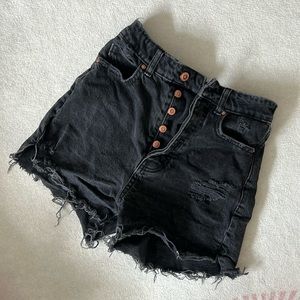 Zara Black High Rise Jean Shorts